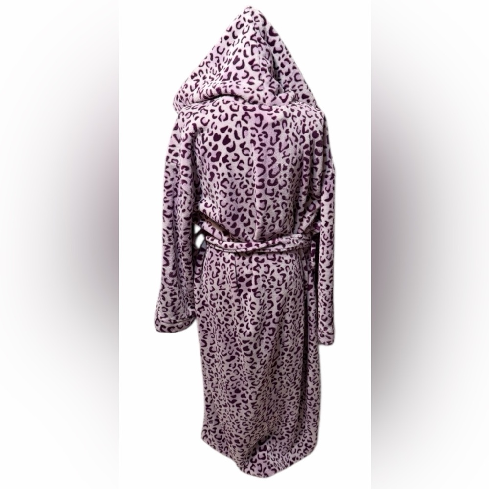 Alexander Del Rossa•1X/2X•Leopard Print Plush Hooded Robe - Picture 3 of 12